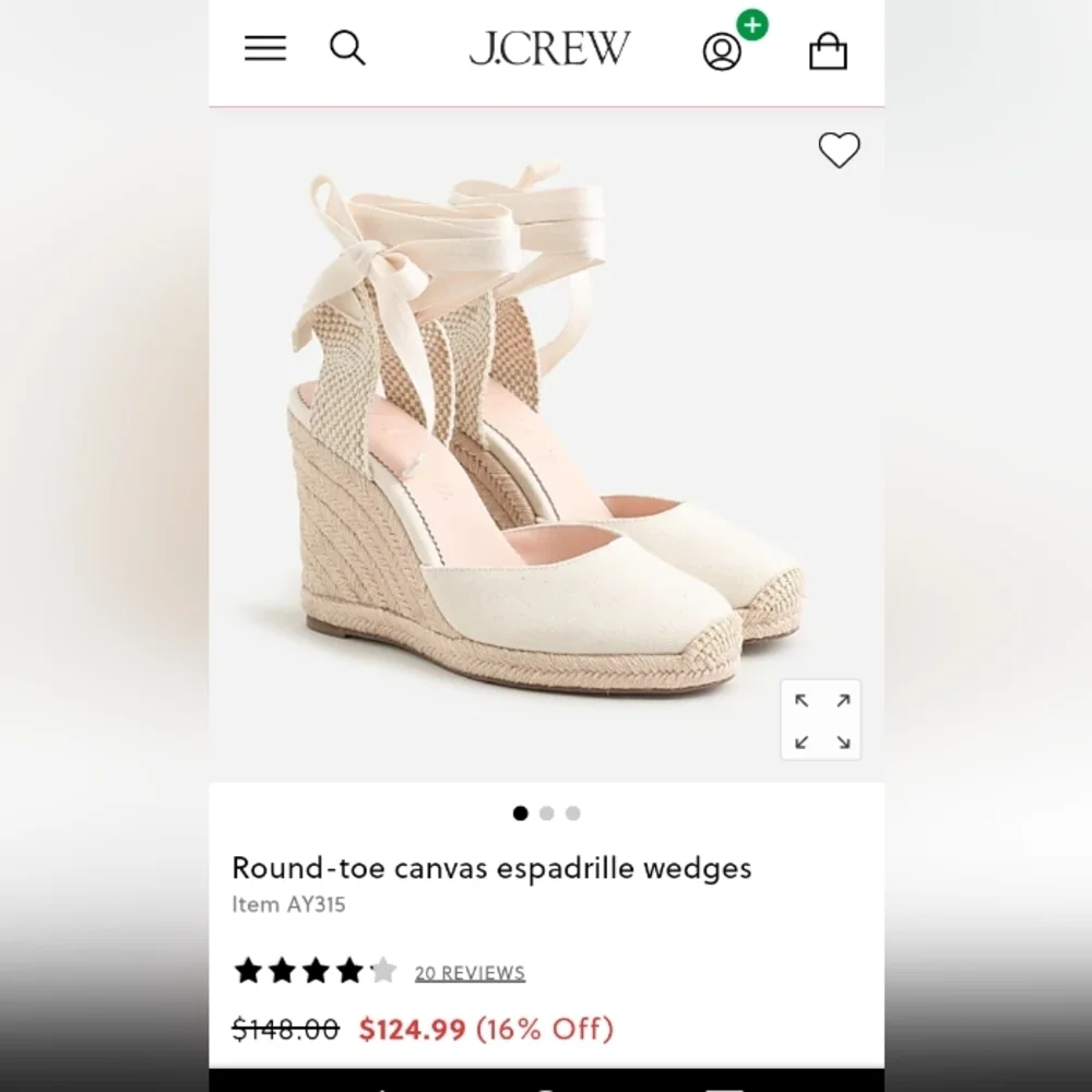J.Crew Round Toe Espadrills Wedges Natural 8.5